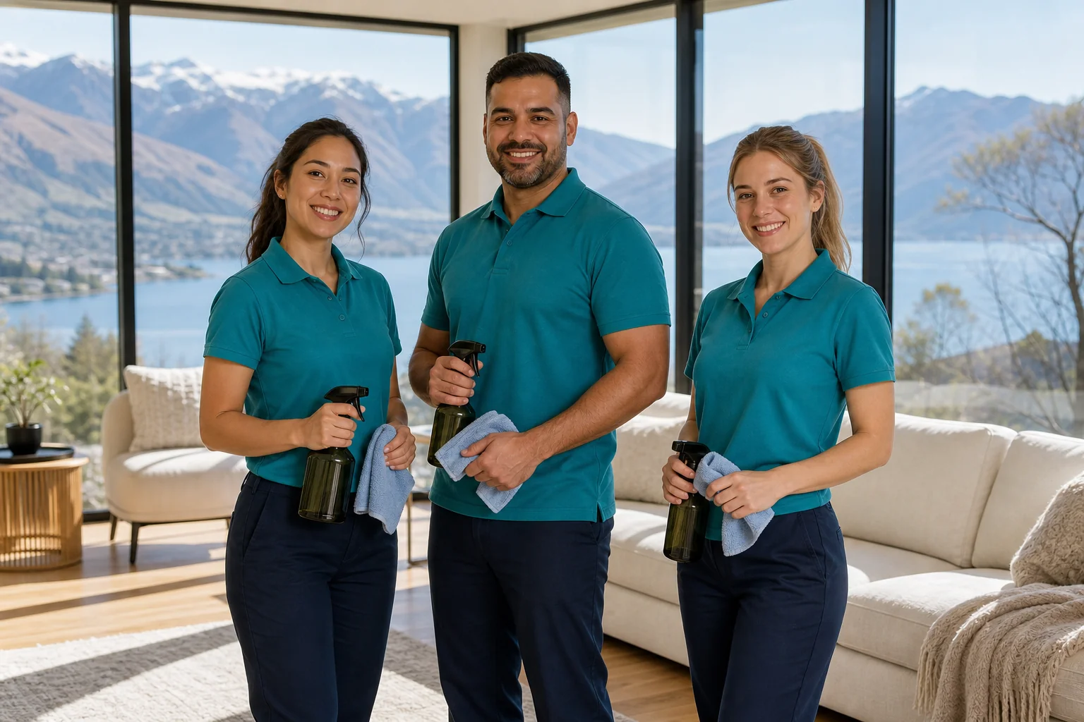 Purevella Cleaning team ready for Queenstown homes